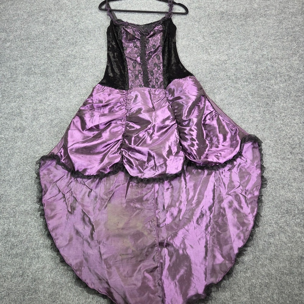 Victorian Gothic Dresses Black Purple Satin Bridal Gowns Medieval Burlesque Med?